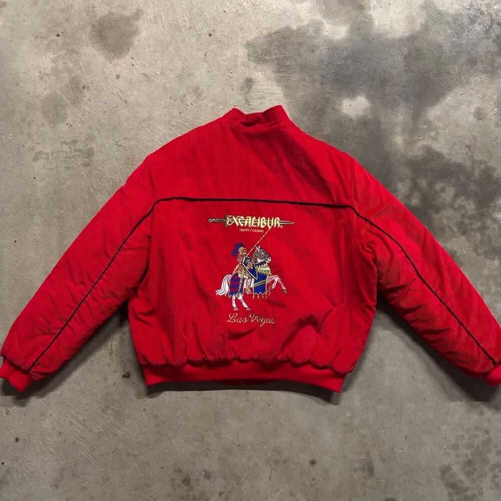 Vintage Excalibur Embroidered Corduroy bomber jacket